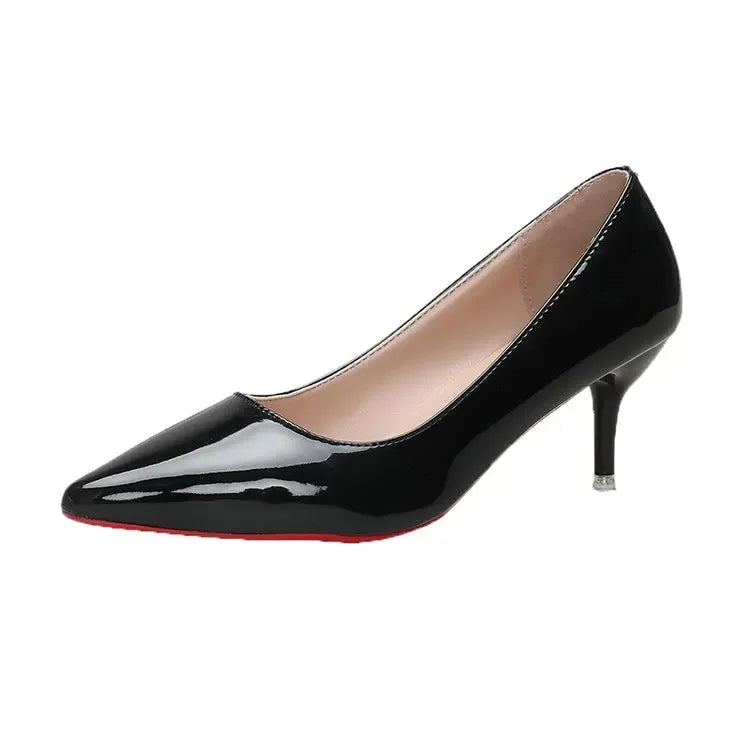 Women Pumps Fashion Patent Leather High Heels Black Pink White Shoes Women Wedding Shoes Ladies Stiletto Red Sole Heels 42 43
