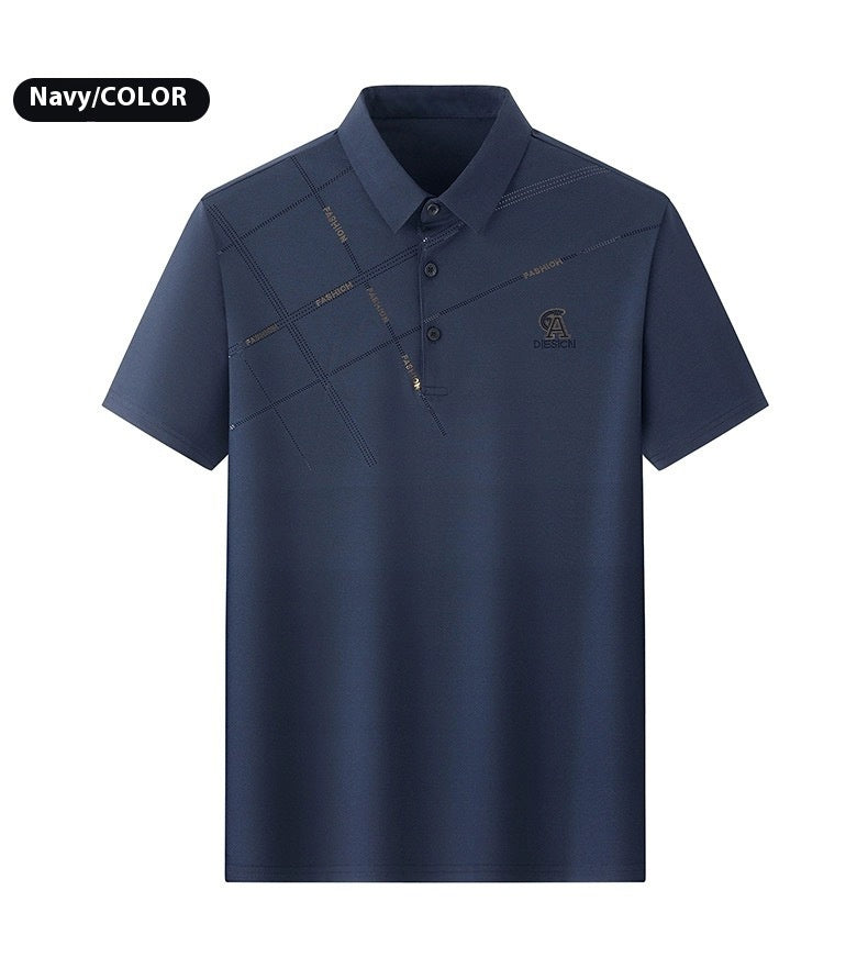 Business Casual Lapels T-shirt Middle-aged Men's Thin