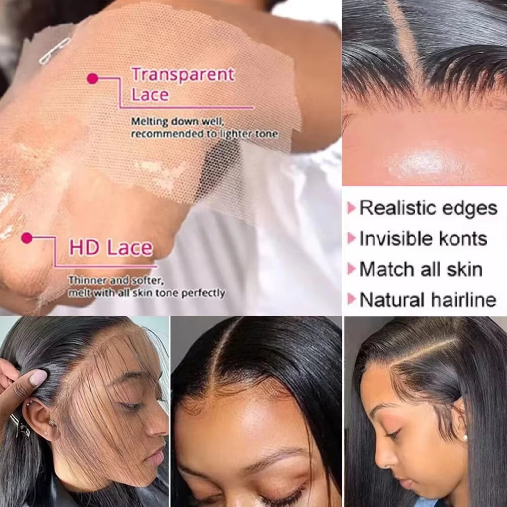 Mossily 300 Density Brazilian 30 40 Inch Bone Straight 13x4 13x6 HD Lace Front Human Hair Wigs Lace Frontal Wig 5x5 Glueless Wig
