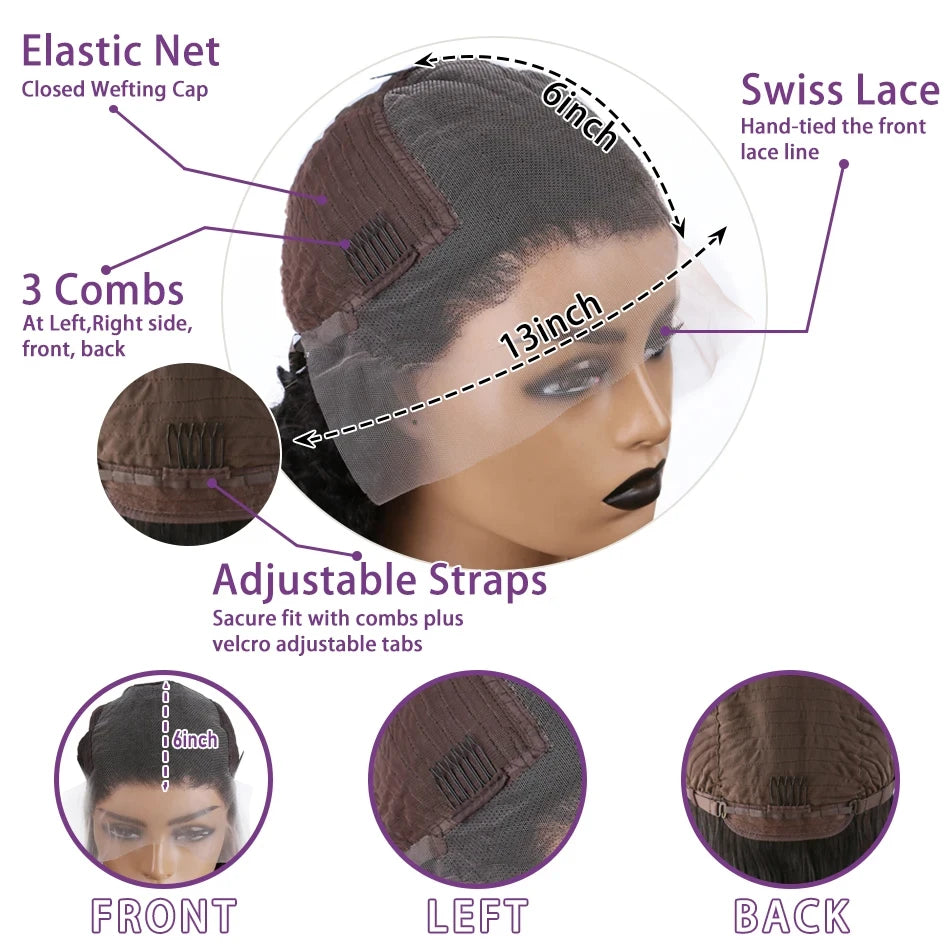 30 inch 7x6 100% glueless wigs human hair Brazilian Body Wave 13x6 hd transparent closure lace front wig human hair 250Density