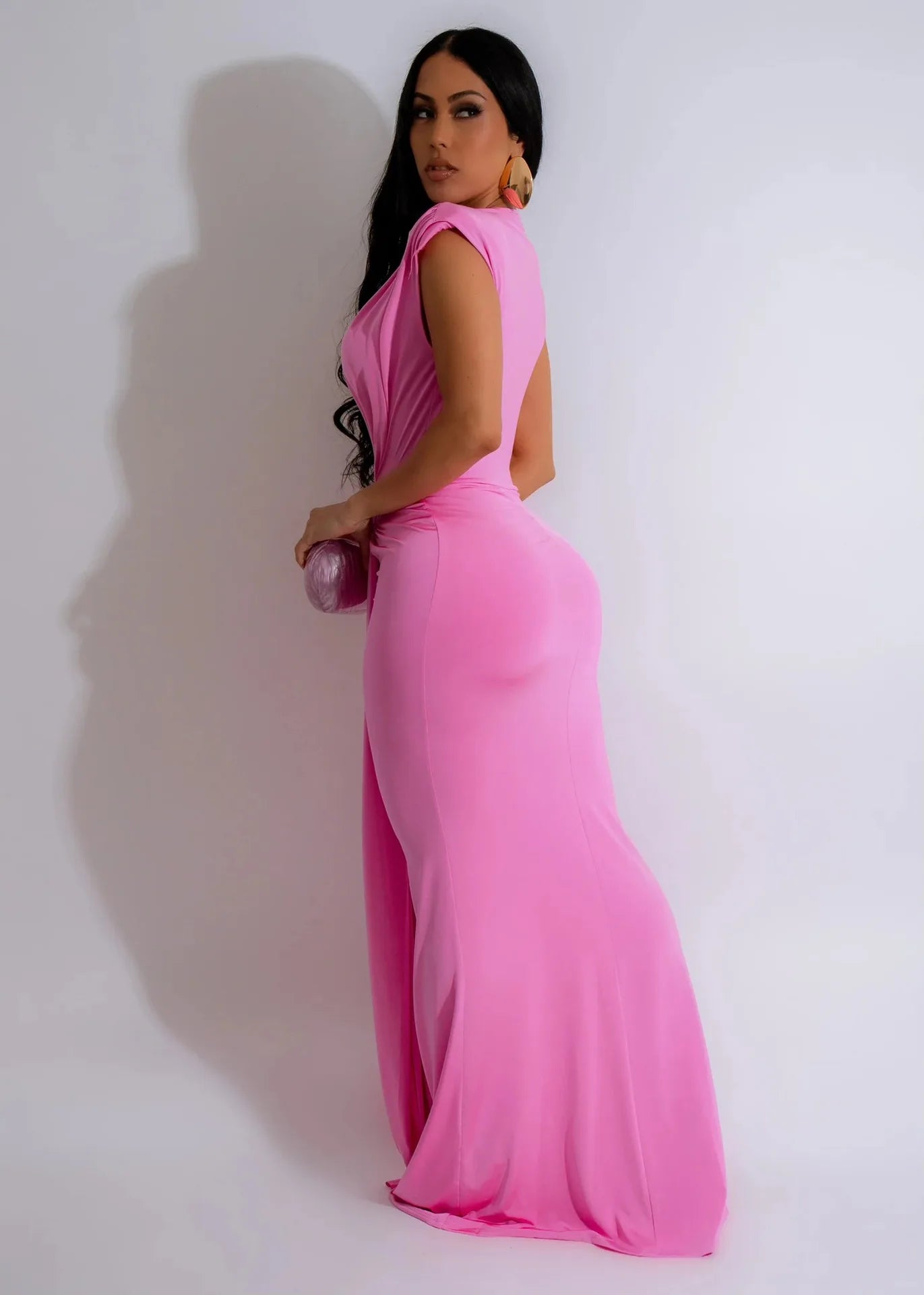 Dress Women Long Dresses Deep V Neck Sleeveless Solid Slim Fit Tight Waist Sexy Elegant Splice Hip Wrap Temperament Vestidos