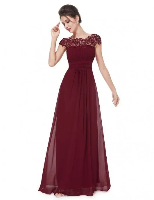 Wedding Dress Women Round Neck Short Sleeve High Waist Evening Long Dresses Lace Floral Gown Party Elegant Vestidos 2025