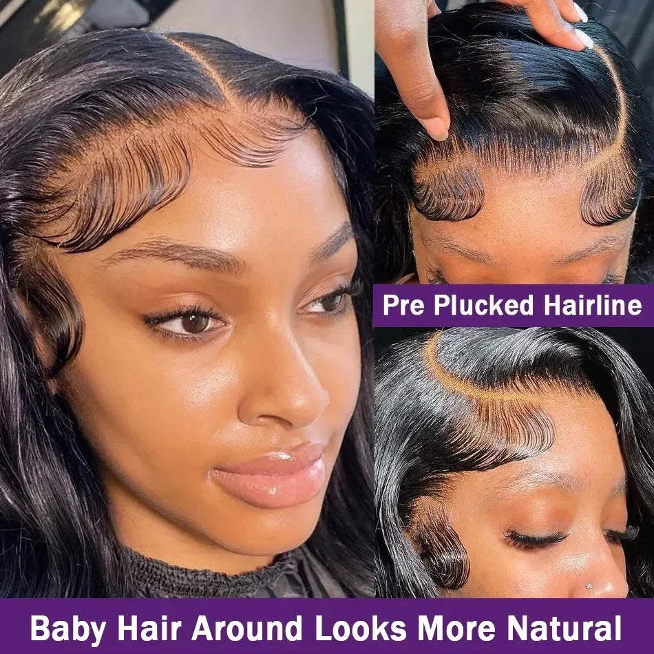 30 inch 7x6 100% glueless wigs human hair Brazilian Body Wave 13x6 hd transparent closure lace front wig human hair 250Density