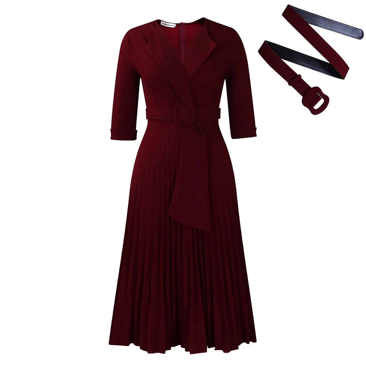 Pleated Dress Women Sexy Dresses White Round Neck Slim Sheath Work High Waist Hip Wrap Elegant Bodycon Mid Length Vestidos