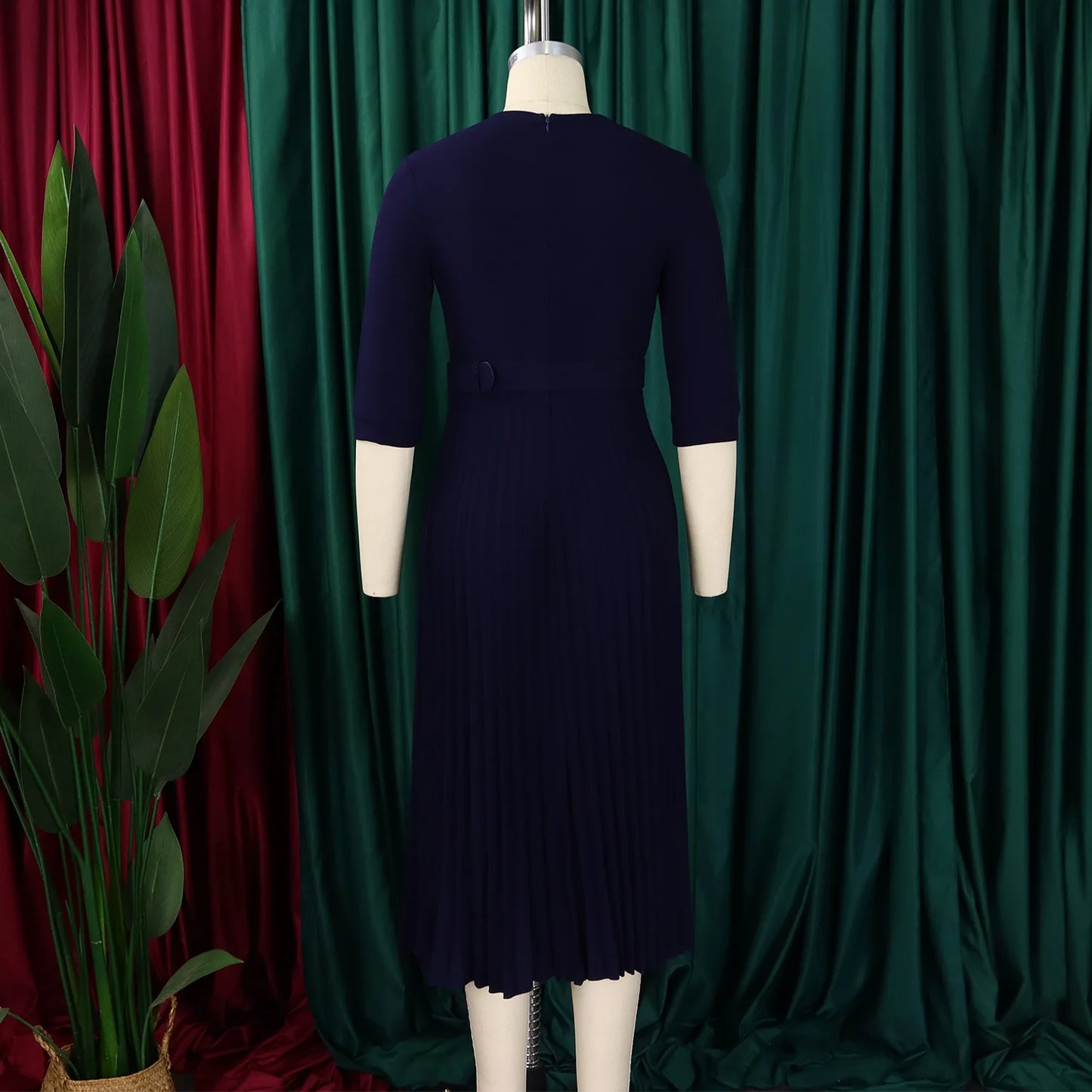 Pleated Dress Women Sexy Dresses White Round Neck Slim Sheath Work High Waist Hip Wrap Elegant Bodycon Mid Length Vestidos