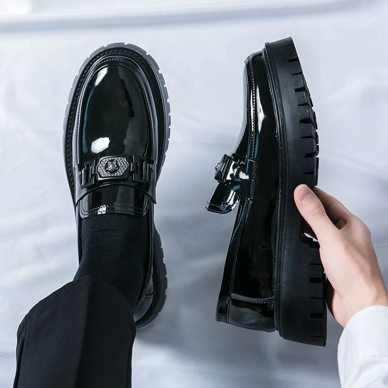 Dress Shoes Men Black PU Thick Sole Wear-resistant Casual Business Loafers European Social Shoes Size 38-45 Men Shoes