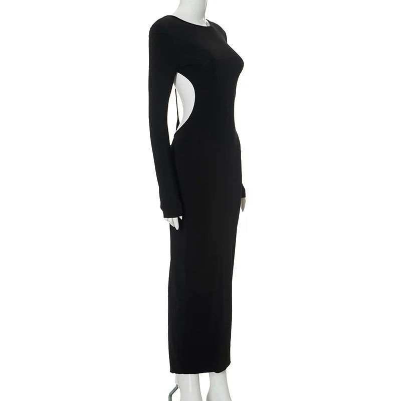 Shestyle Backless Black Pencil Dress Women Solid Feature Design Plain Seductive Clubwear Super Sexy Grunge Glamorous Modern