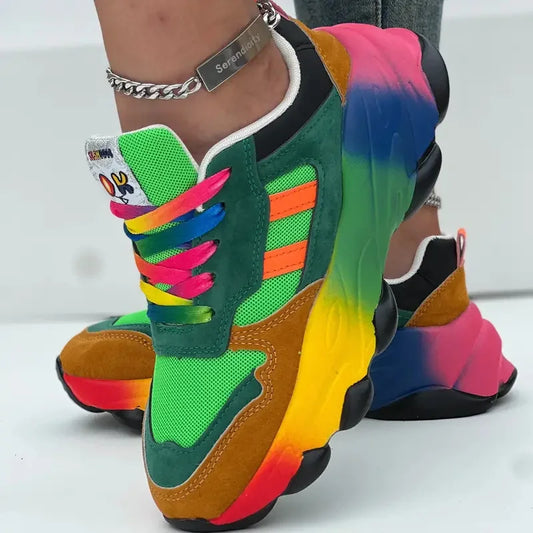 Women Sneakers Fashion Running Colorful Casual Sneakers Women Comfort Lace Up Outdoor Platform Shoes for Women Zapatos De Mujer