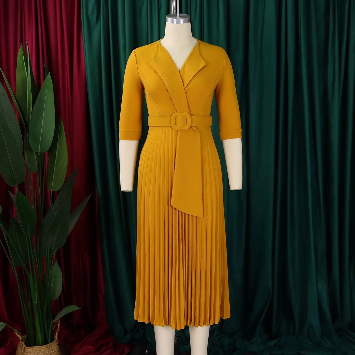 Pleated Dress Women Sexy Dresses White Round Neck Slim Sheath Work High Waist Hip Wrap Elegant Bodycon Mid Length Vestidos