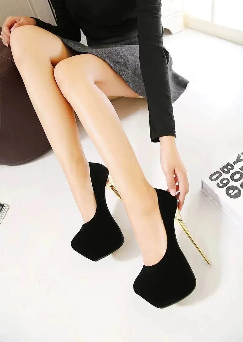 Women High Heels Pumps Fashion Flock Womens Sandals Platform Wedding Pumps Casual Thin Heels Womens Shoes Heels