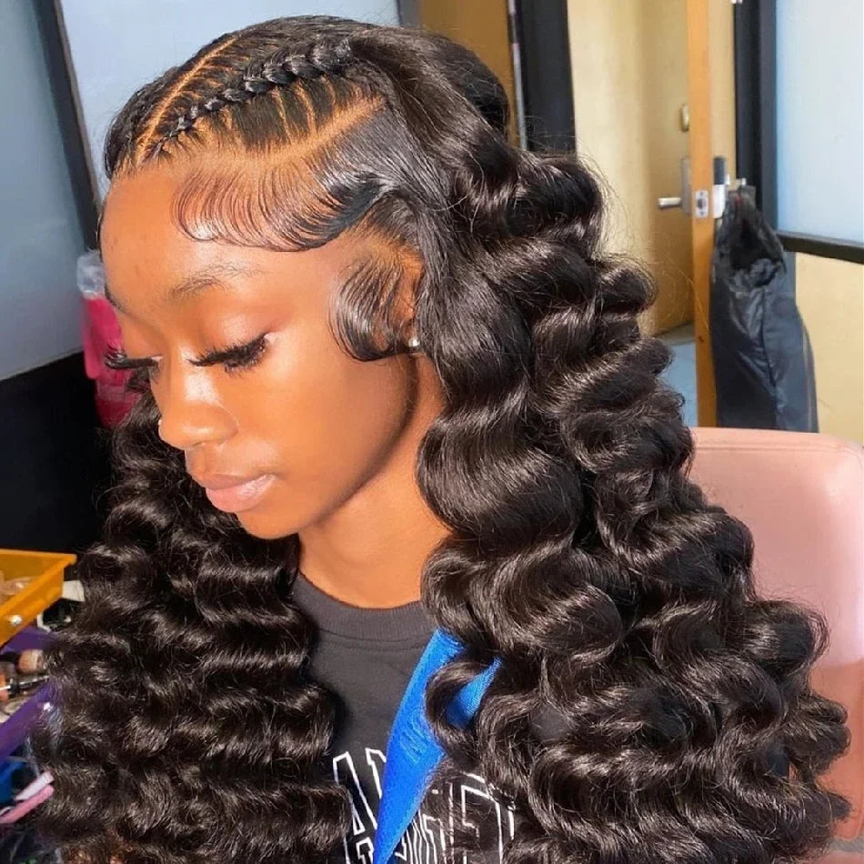 30 40Inch Human Hair 13x6 13x4 HD Lace Frontal Wig Brazilian Loose Deep Wave Curly Human Hair 360 Full Lace Front Wig Preplucked
