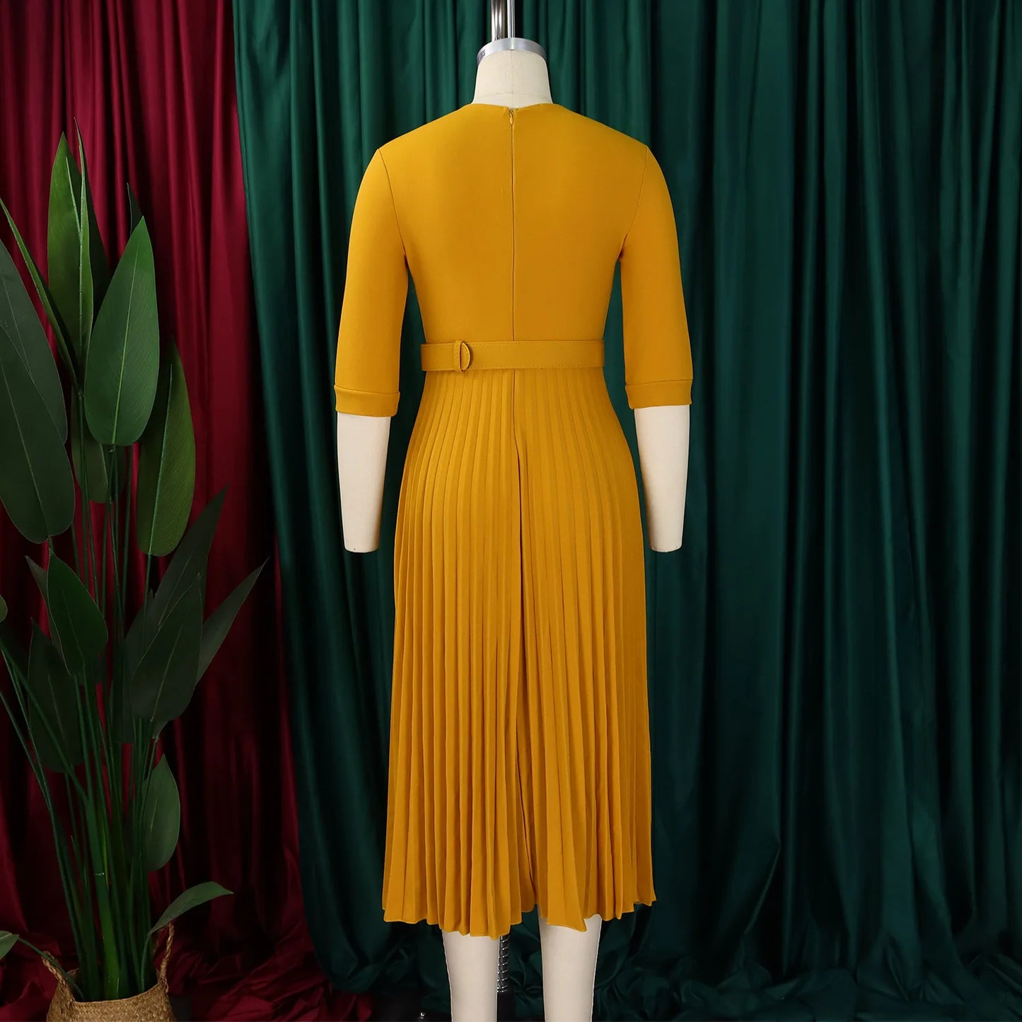 Pleated Dress Women Sexy Dresses White Round Neck Slim Sheath Work High Waist Hip Wrap Elegant Bodycon Mid Length Vestidos