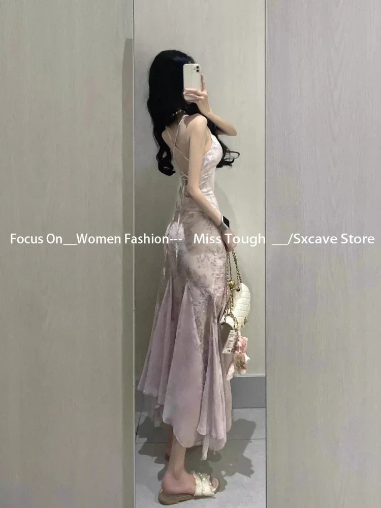 2000s Vintage Y2k Dress Women Bodycon Sexy Y2k Evening Party Dress Sweet Slim Elegant Office Lady One Piece Dress Korean Chic