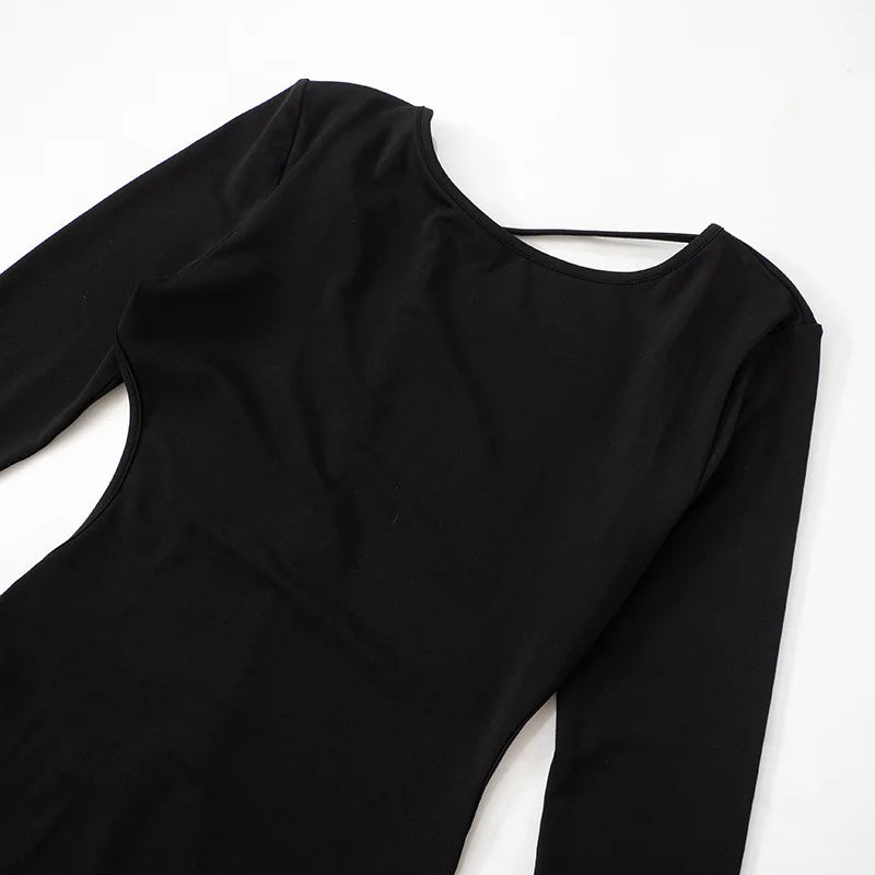 Shestyle Backless Black Pencil Dress Women Solid Feature Design Plain Seductive Clubwear Super Sexy Grunge Glamorous Modern