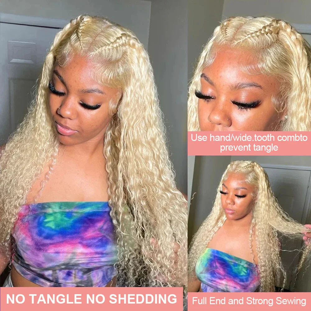 613 Curly Honey Blonde Lace Front Human Hair Wigs Loose Deep Wave 13x6 13×4 HD Water Wave Color Transparent Lace Frontal Wigs