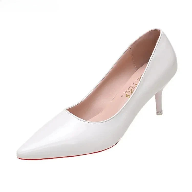 Women Pumps Fashion Patent Leather High Heels Black Pink White Shoes Women Wedding Shoes Ladies Stiletto Red Sole Heels 42 43