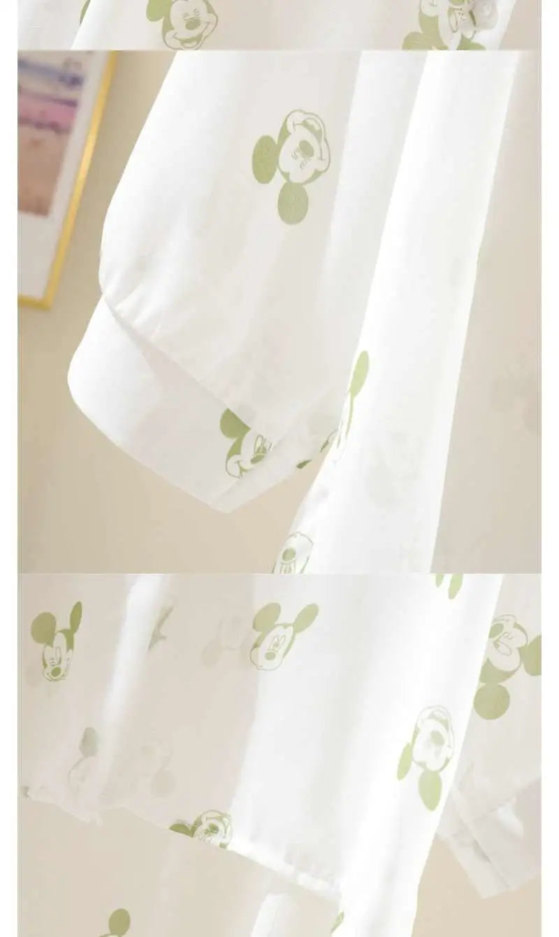 Mickey Mouse Blouse Ladies Long Sleeve Women Shirt Beach Shirts Kawaii Cartoon Summer Disney Clothes Cover-Up Top Casual