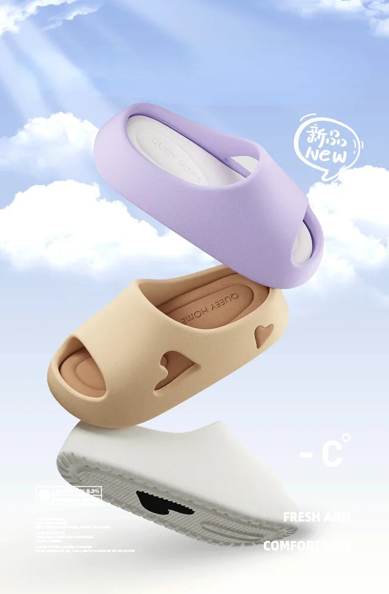 House Slipper Flip Flop Women Love Heart Platform Cloud Outdoor Indoor Summer Soft Sandal Slides Ladies Home Hotel Shoe Flat EVA