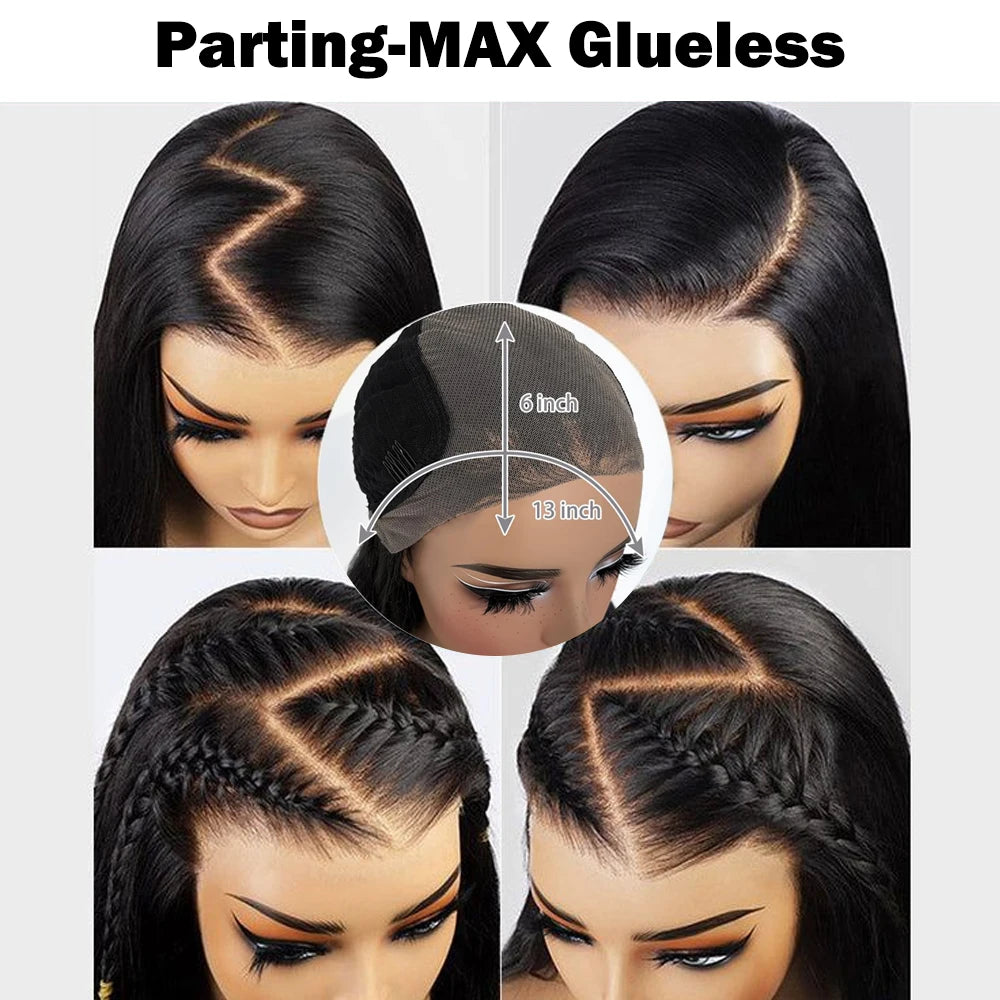 30 inch 7x6 100% glueless wigs human hair Brazilian Body Wave 13x6 hd transparent closure lace front wig human hair 250Density