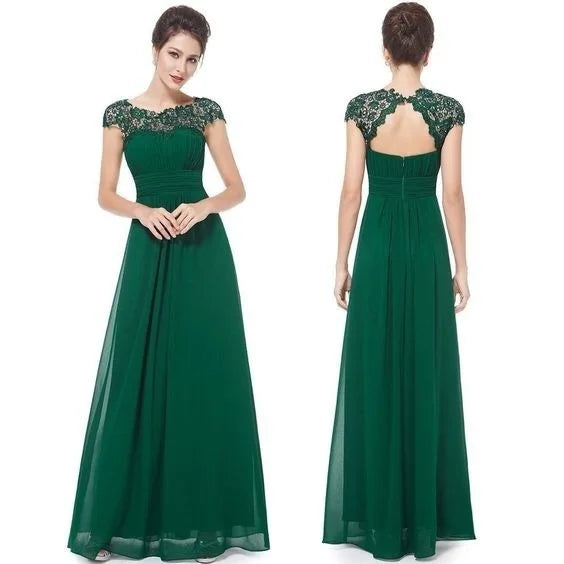 Wedding Dress Women Round Neck Short Sleeve High Waist Evening Long Dresses Lace Floral Gown Party Elegant Vestidos 2025