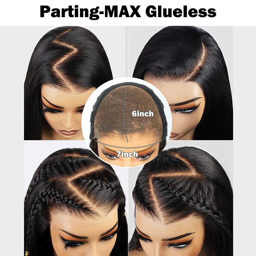 30 inch 7x6 100% glueless wigs human hair Brazilian Body Wave 13x6 hd transparent closure lace front wig human hair 250Density