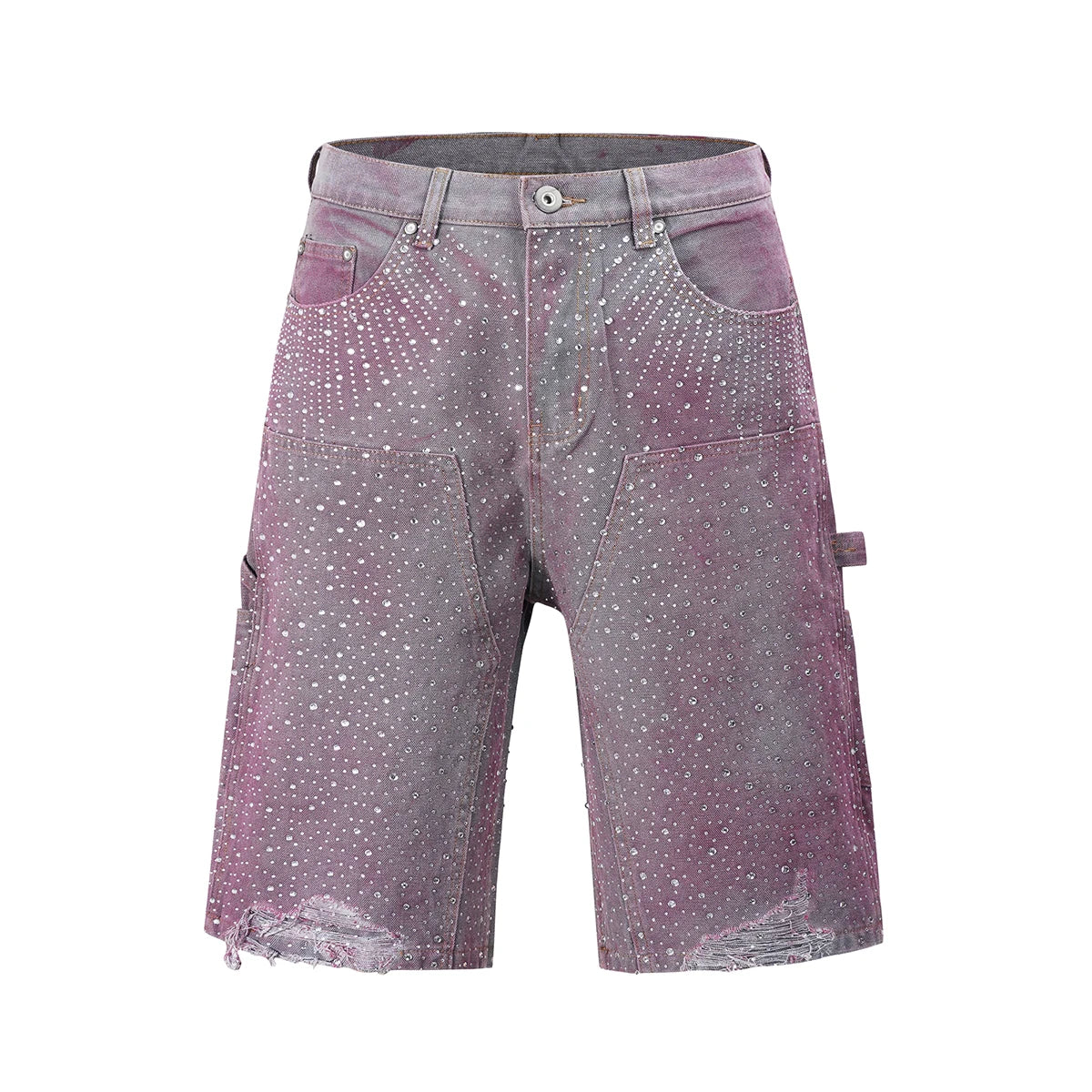 Full Rhinestone Print Washed Blue Baggy Jeans Mens and Women Ropa Hombre Streetwear Solid Casual Denim Trousers Loose Cargos