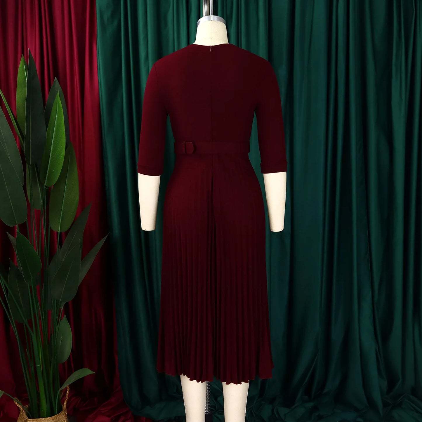 Pleated Dress Women Sexy Dresses White Round Neck Slim Sheath Work High Waist Hip Wrap Elegant Bodycon Mid Length Vestidos